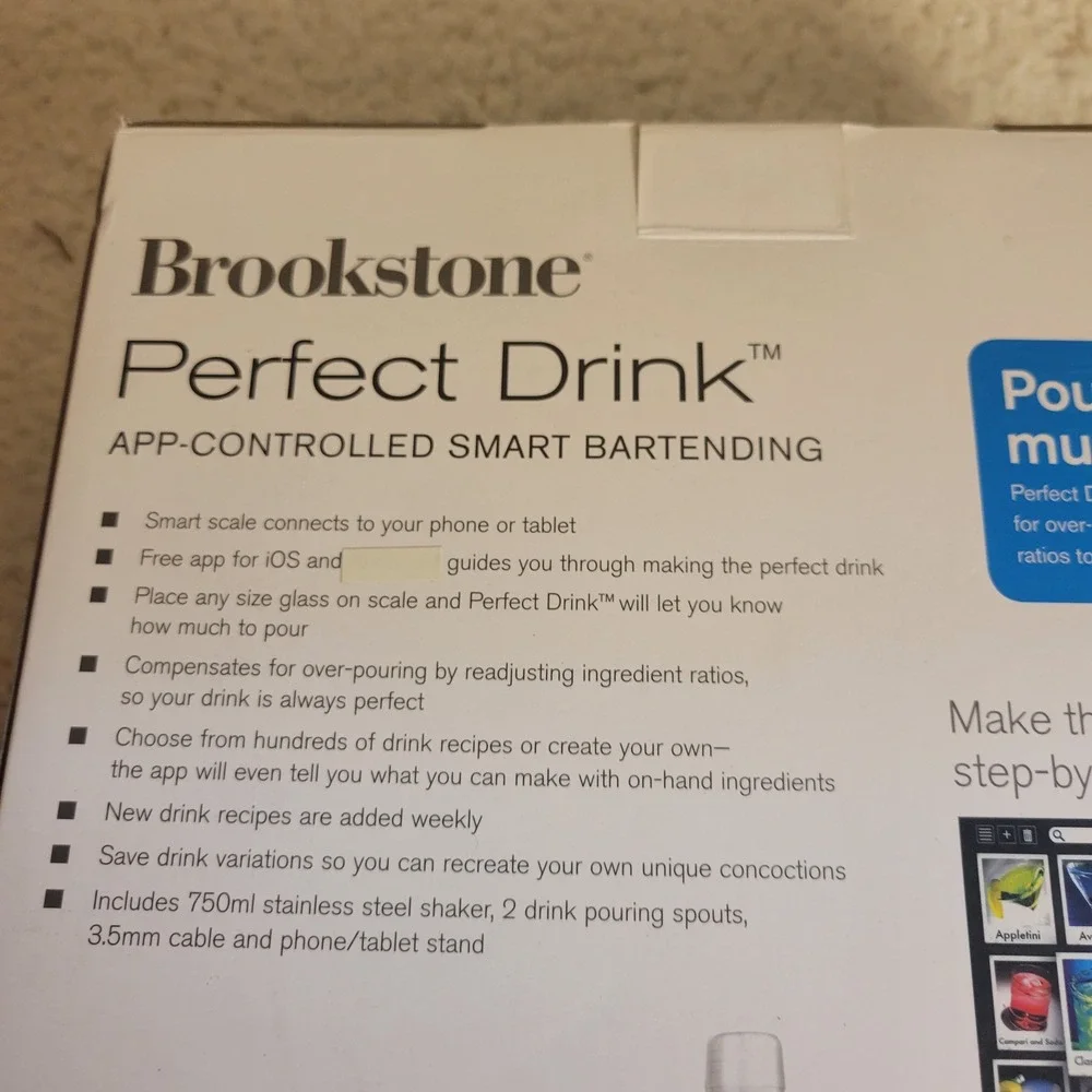 Brookstone Perfect Drink Smart Bartending Scale System Silver LIKE NEW App-Sync